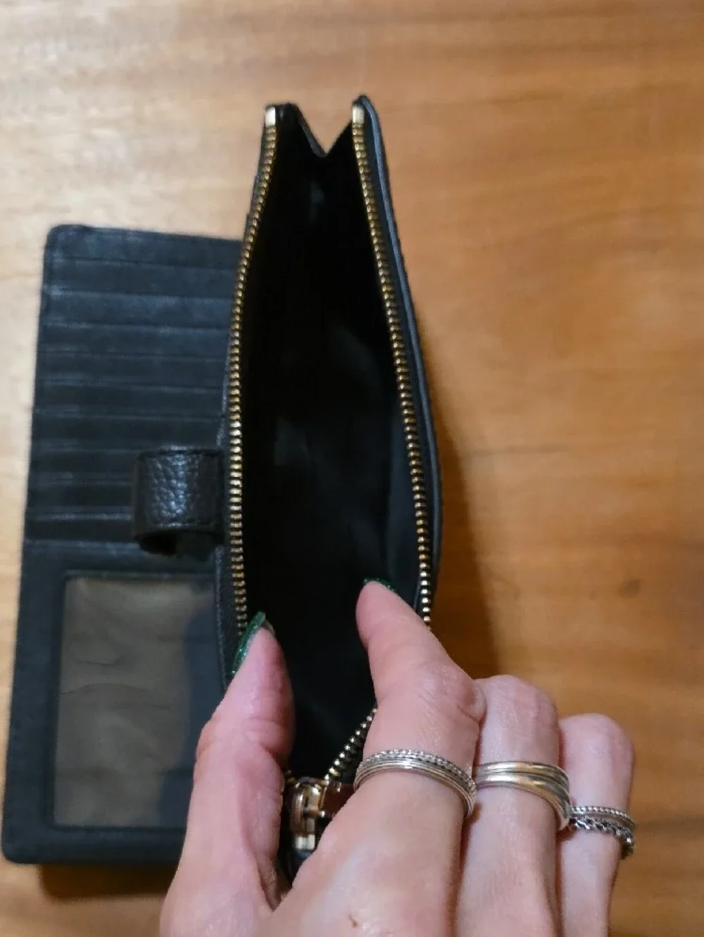 Michael Kors Pebbled Leather Accordion Wallet Black Gold Hardware
